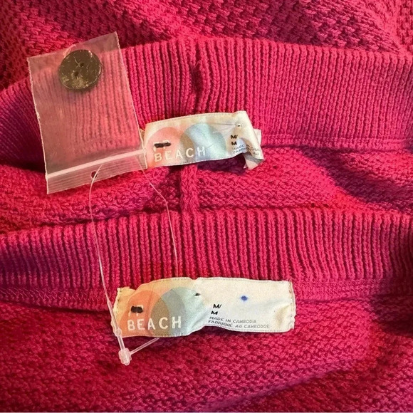 New Free People Hailee Sweater Set Two Piece in Ivory Heather Raspberry Pink - Picture 10 of 13